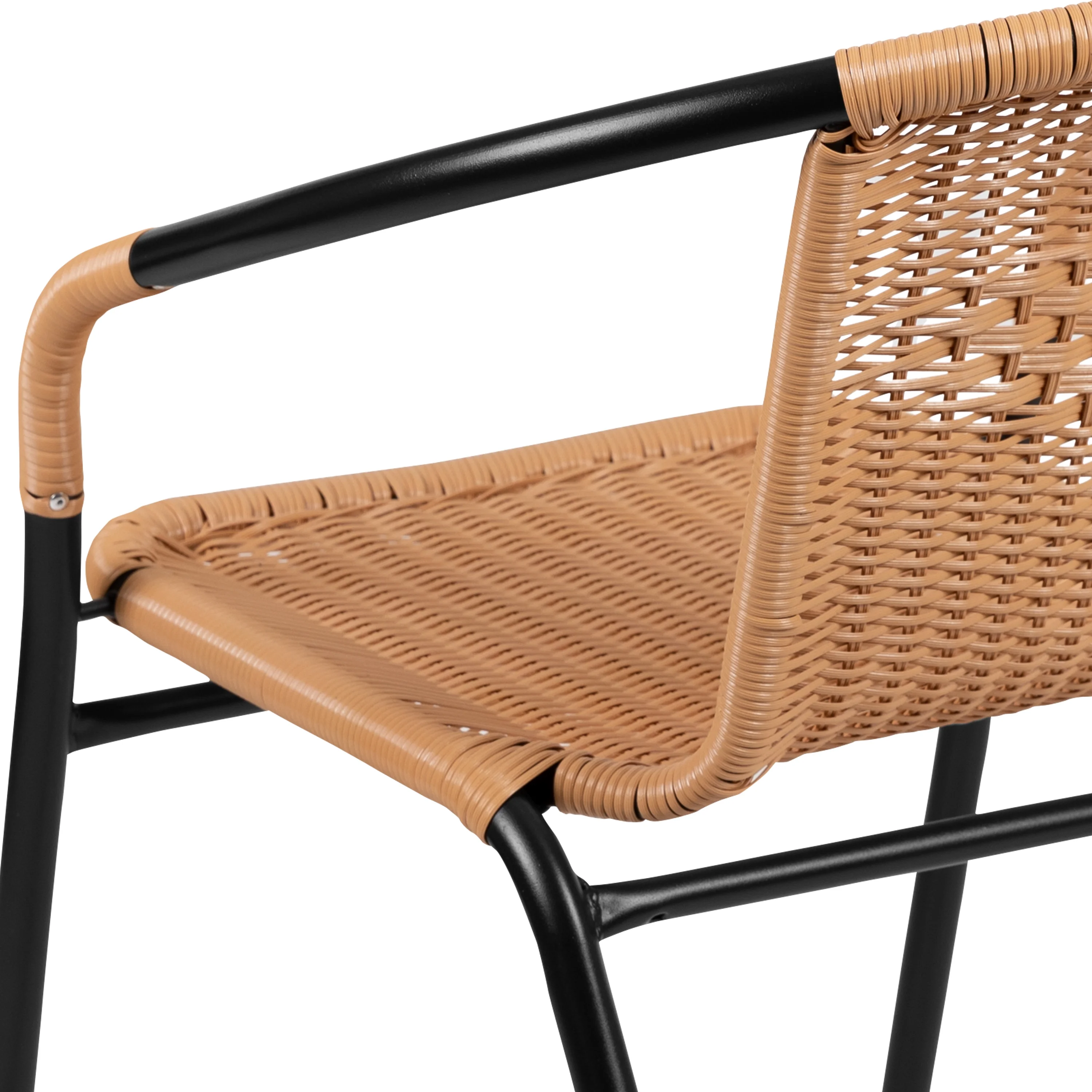 Emma + Oliver Indoor/Outdoor Stacking Rattan Restaurant Patio Chairs, Set of 2, Gray - Image 39