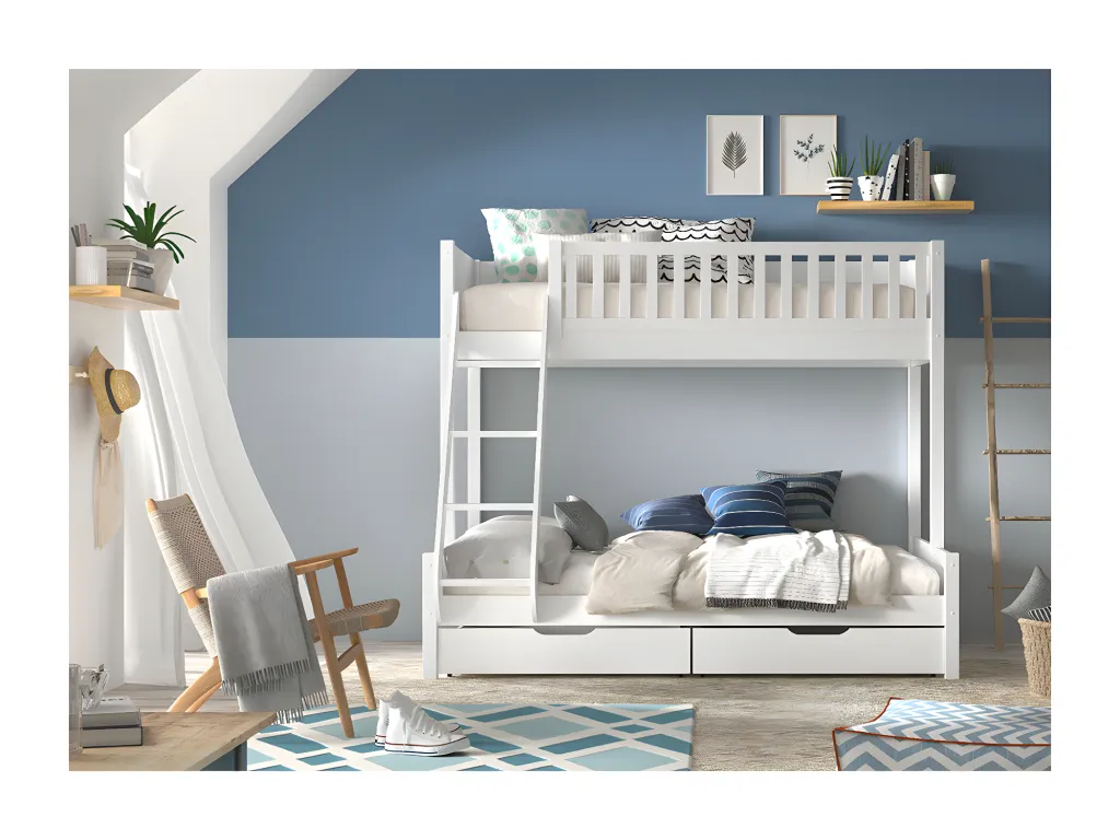 Litera 90-140x200 con somieres y cajones Mueblestop Blanco 34985PZIZ