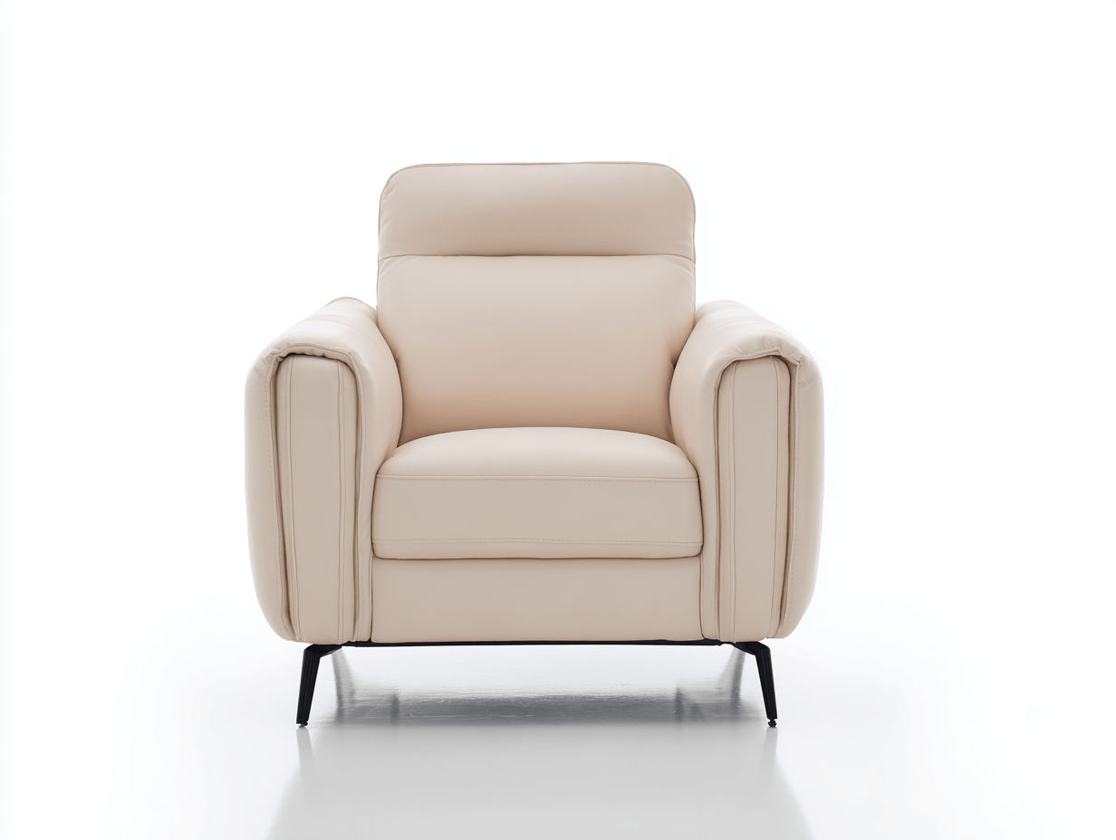 Sillón individual en cuero sintético – beige – estilo moderno y confortable