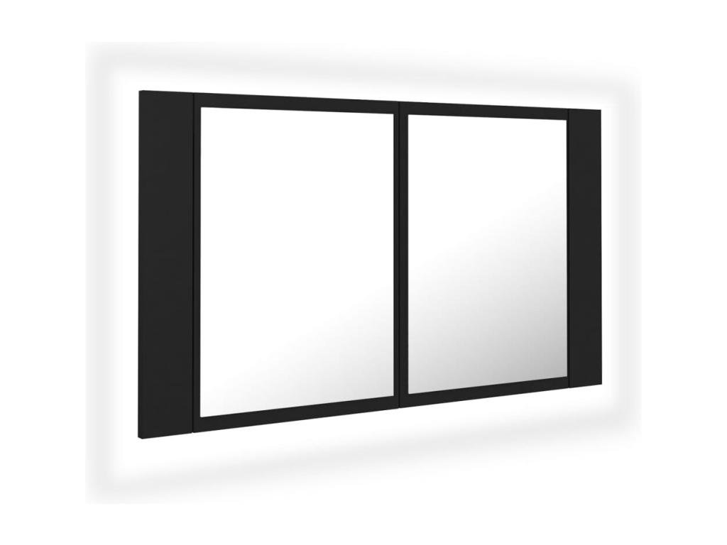 Armario espejo de baño con luz LED acrílico negro 80x12x45 cm