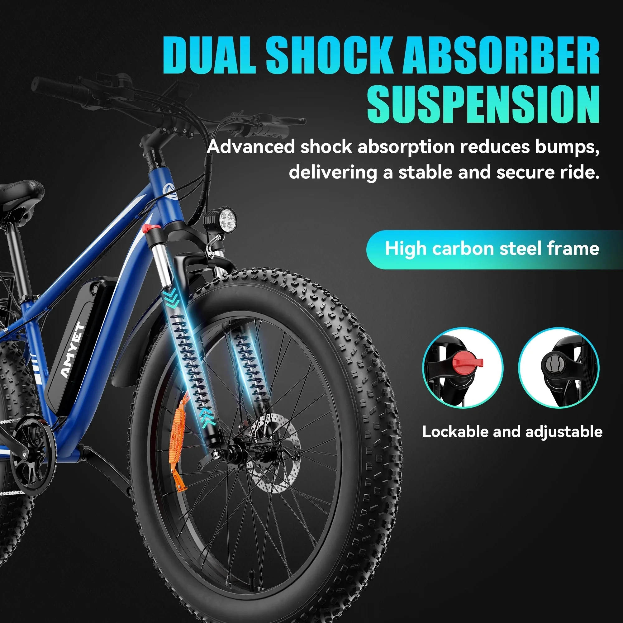 AMYET 26 x 4 Fat Tire Electric Mountain Bike, 48V 15Ah, 7-Speed - EB26 - Image 44 AMYET 26 x 4 Fat Tire Electric Mountain Bike, 48V 15Ah, 7-Speed - EB26 - Image 44
