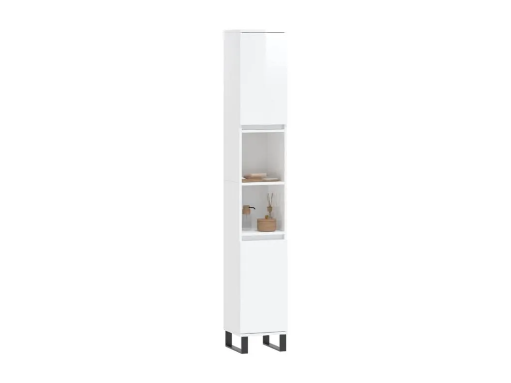 Armario de baño Jmmhogar contrachapada blanco brillo 30x30x190 cm