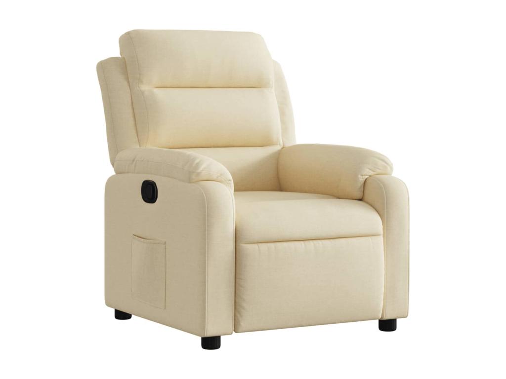 Sillón reclinable de tela crema