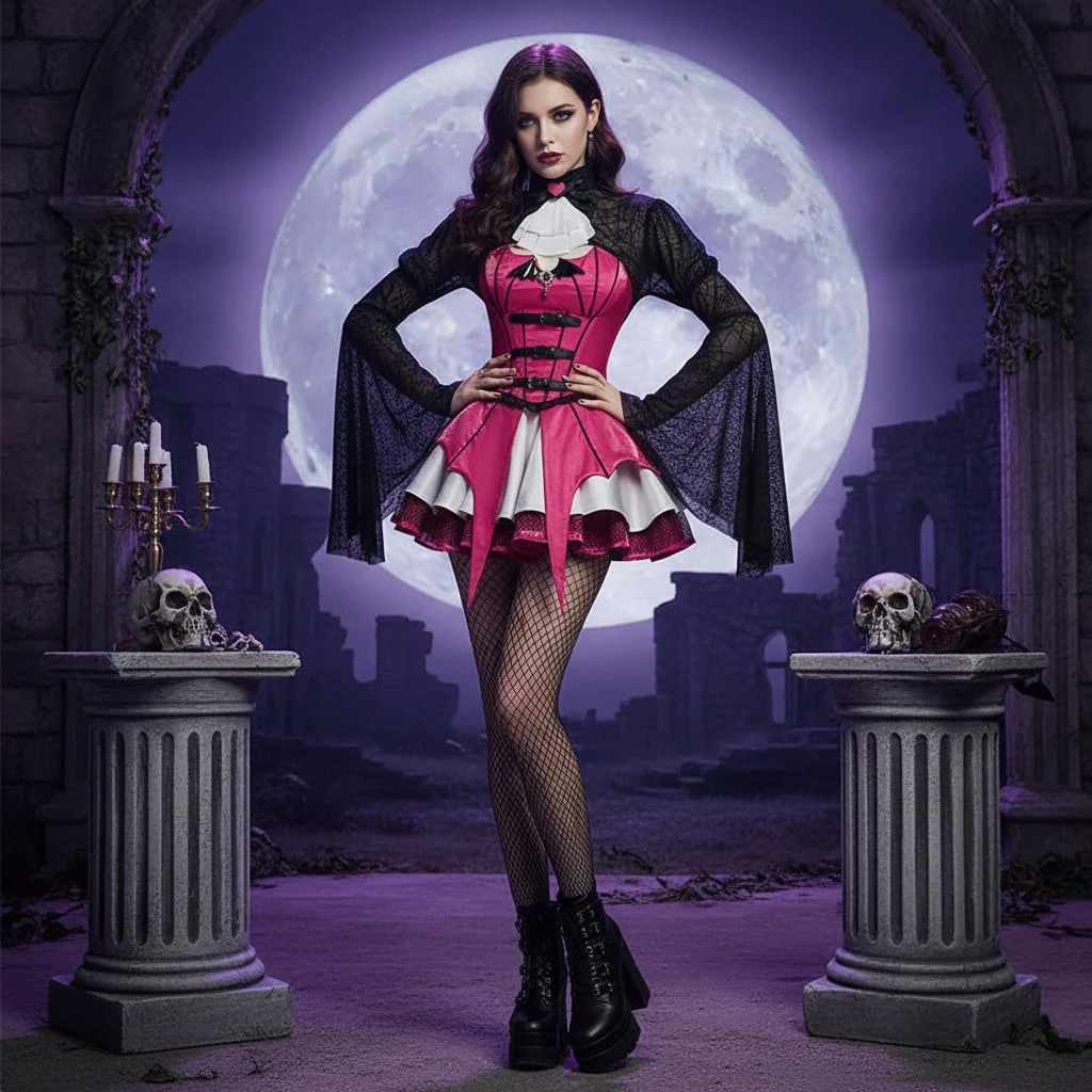 Halloween Costumes Long Sleeve Dress Vampire Outfit - Image 2 Halloween Costumes Long Sleeve Dress Vampire Outfit - Image 2