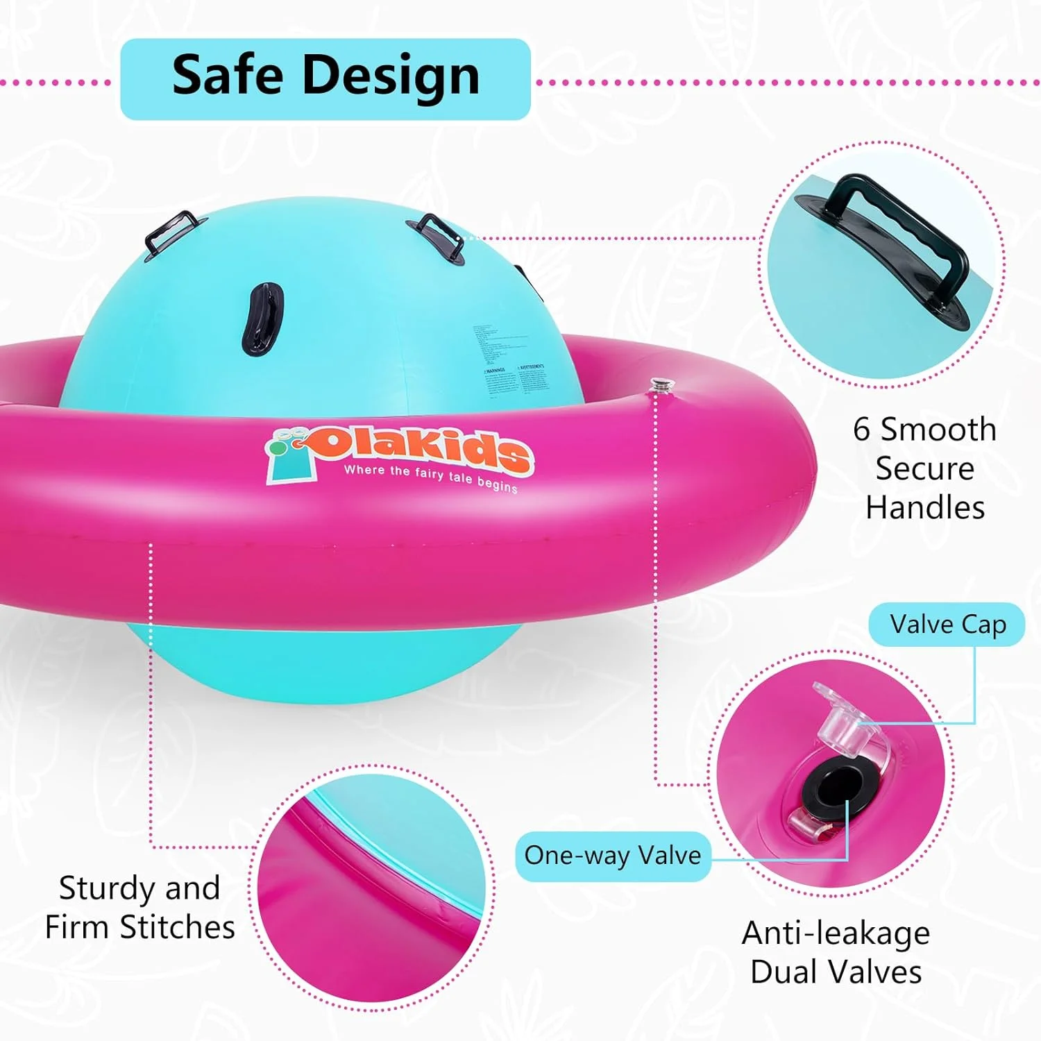 OLAKIDS 8FT Inflatable Dome Rocker Bouncer, Outdoor Kids Giant Roll and Play Seesaw Rocker with 6 Secure Handles, Max Weight 250 LBS, Toddlers Climbing Toy Backyard Play Center Equipment - Image 11
