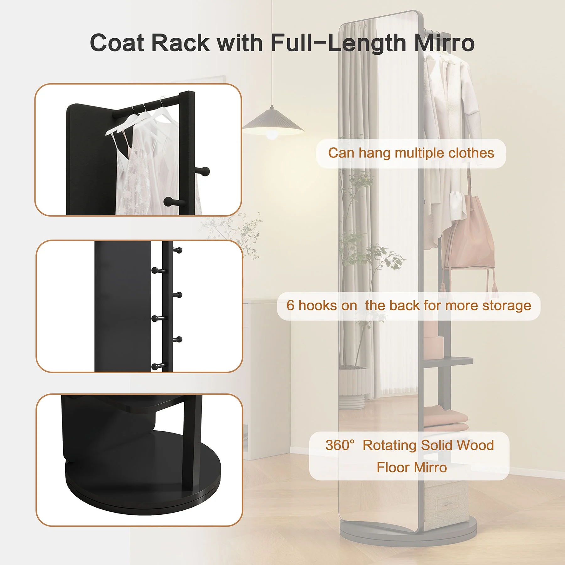 Full-Length Mirror on Rubber Wood Frame 65.7 x 17.7 Inches Ideal for Dressing Rooms and Living Spaces for Versatile Use - Image 10