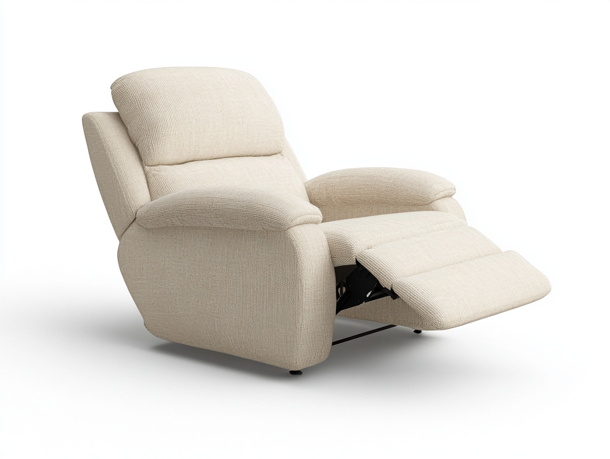 Sillón reclinable tapizado 90×95×100 cm – beige – con reposapiés extensible y respaldo ergonómico