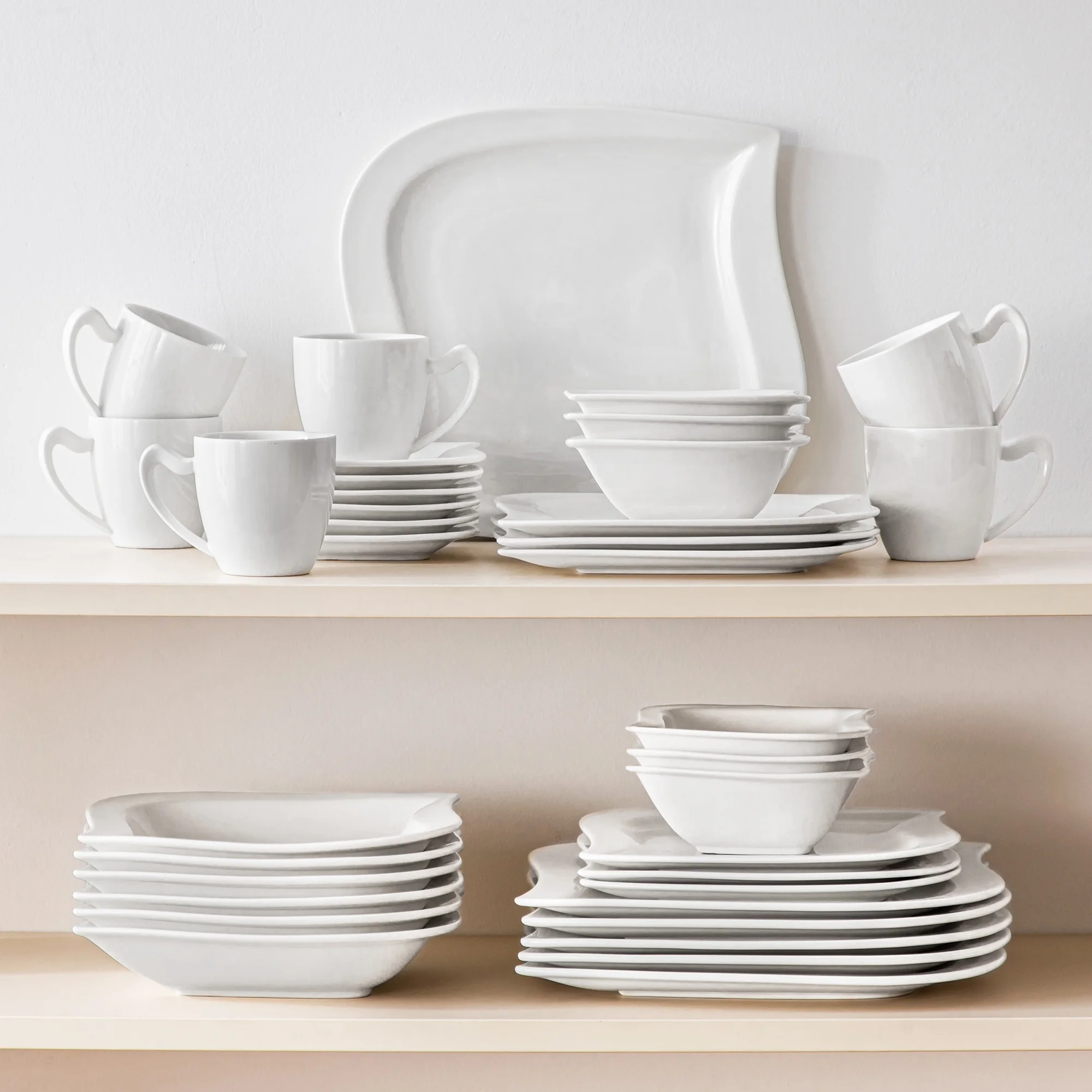 vancasso 36 pcs Dinnerware Sets, Plates and Bowls Set for 6, Porcelain Dinner Set, Marble Gray - Image 19