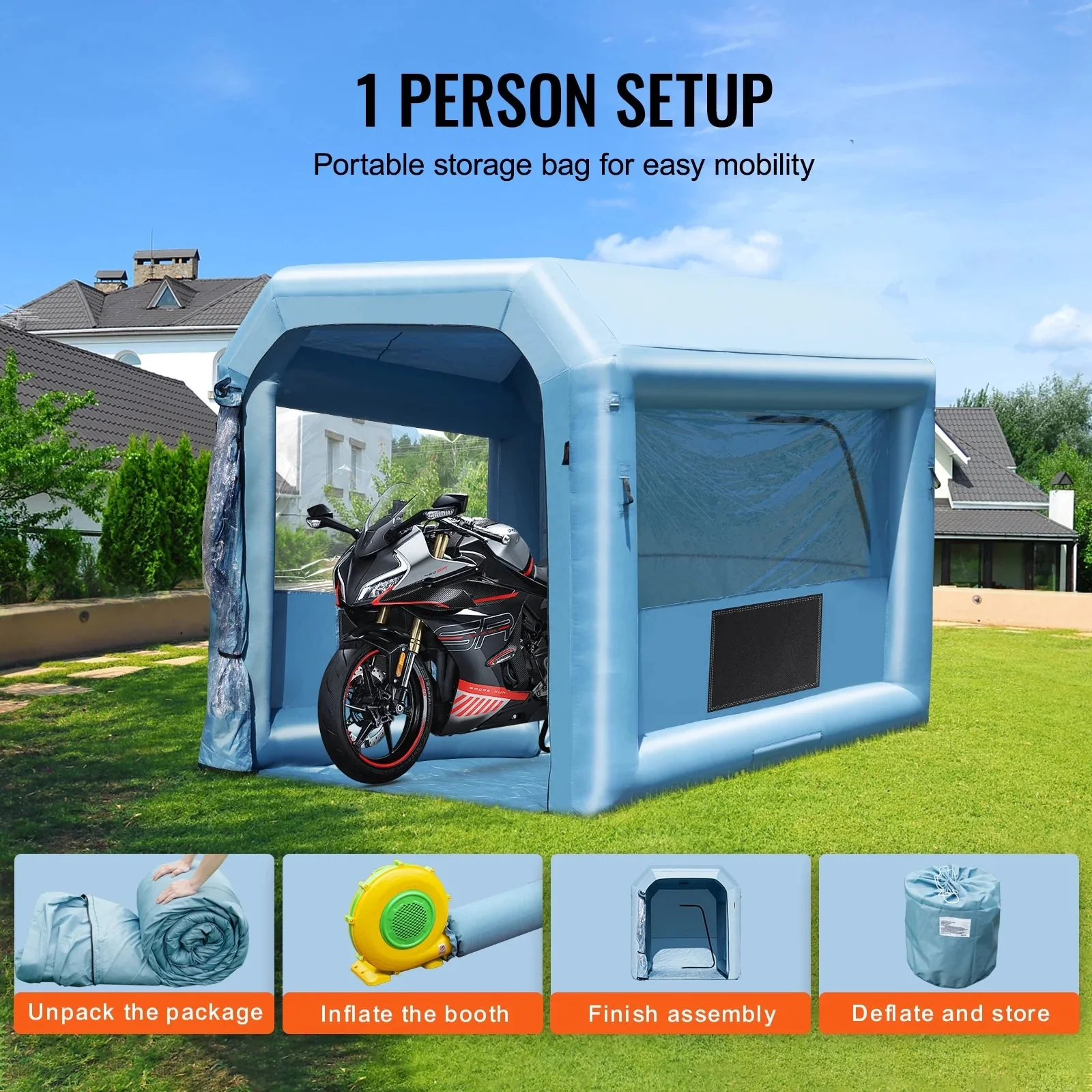 KFFKFF Portable Inflatable Spray Shelter 9.8 x 8.2 x 8.2 ft With 550 W Blower And Filtration System - GZYJXKF03 - Image 9 KFFKFF Portable Inflatable Spray Shelter 9.8 x 8.2 x 8.2 ft With 550 W Blower And Filtration System - GZYJXKF03 - Image 9