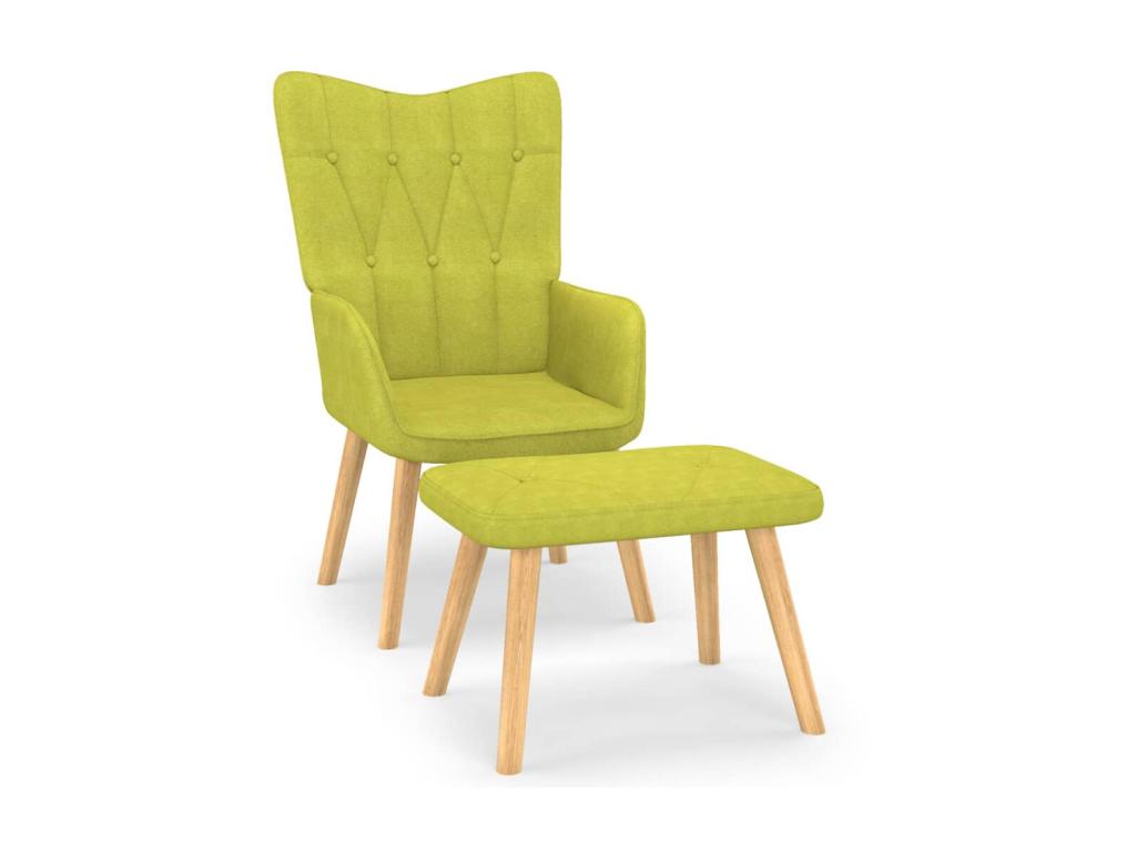 Sillón de relajación con taburete Tela verde