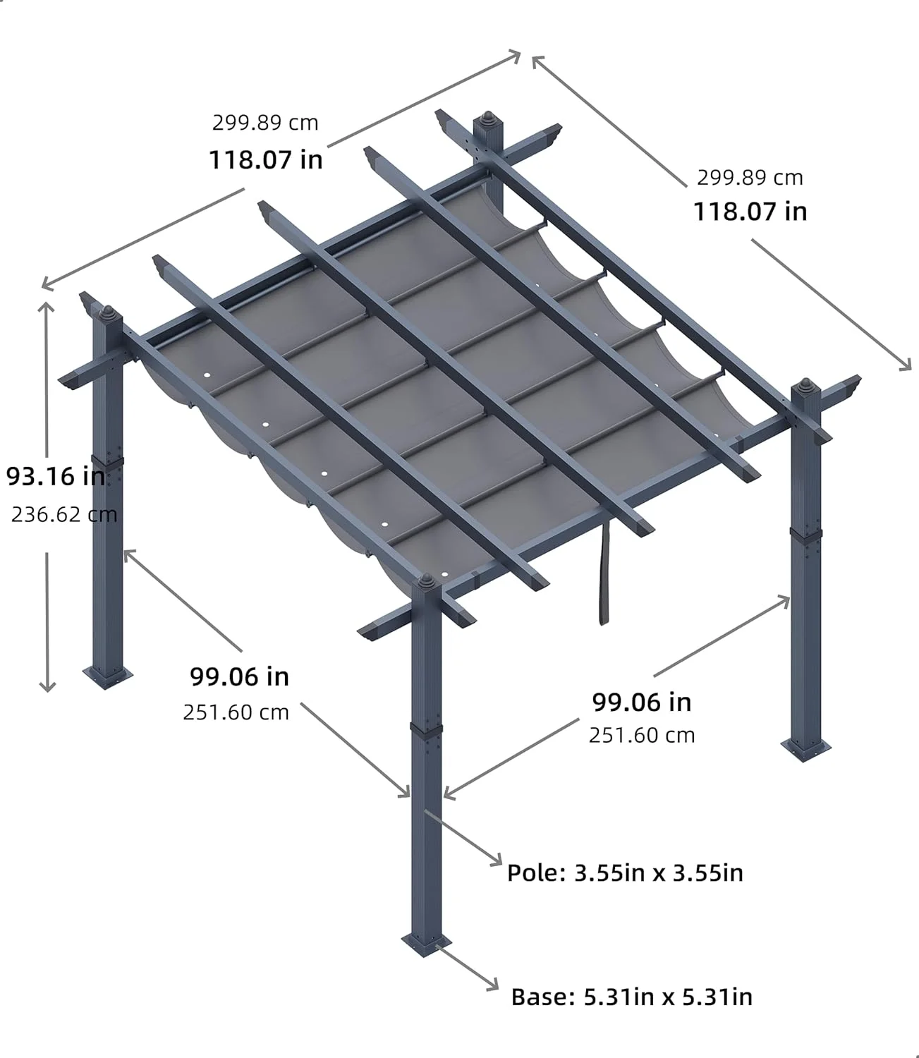 EastVita 10x10 Ft Aluminum Pergola,Outdoor Pergola with Adjustable Canopy,Reinforced Frame Metal Pergola for Backyard,Garden and Deck - Khaki - Image 14