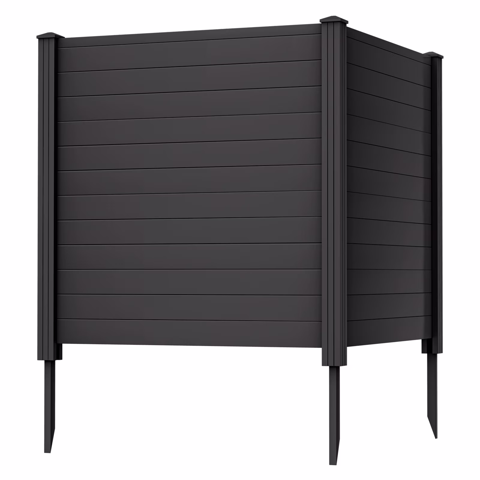 Gymax Outdoor PVC Privacy Panels 2 - Pack Picket Fence W/ 3 Cuspidal Foot Stakes Black