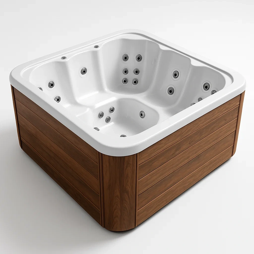 Spas rígidos 215x215x90 cm 4 plazas cuadrado marrón/blanco dNKwYpW415Ed