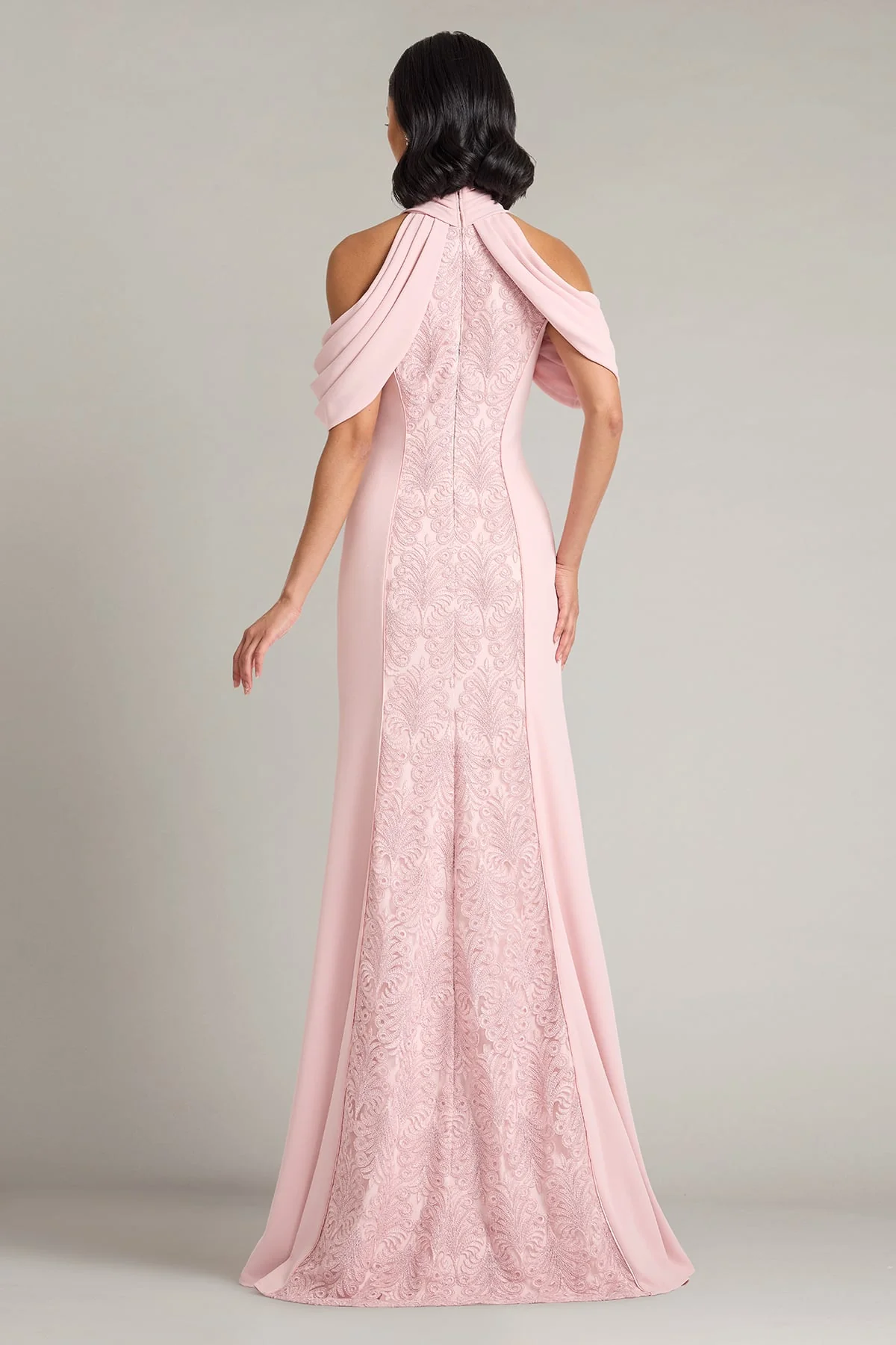 Kato Embroidered Off-Shoulder Halter Gown - Special Events Unlimited