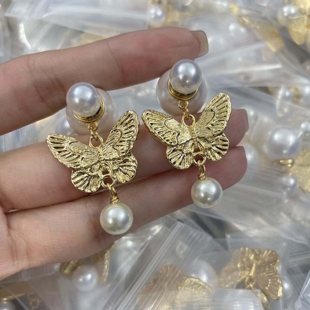 Dior Butterfly with Pearl Earrings - Original Replica Club