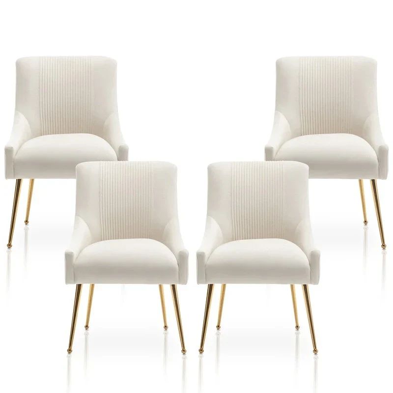 SEYNAR Set of 4 Modern Glam Boucle Velvet Dining or Vanity Chairs with Rear Handle