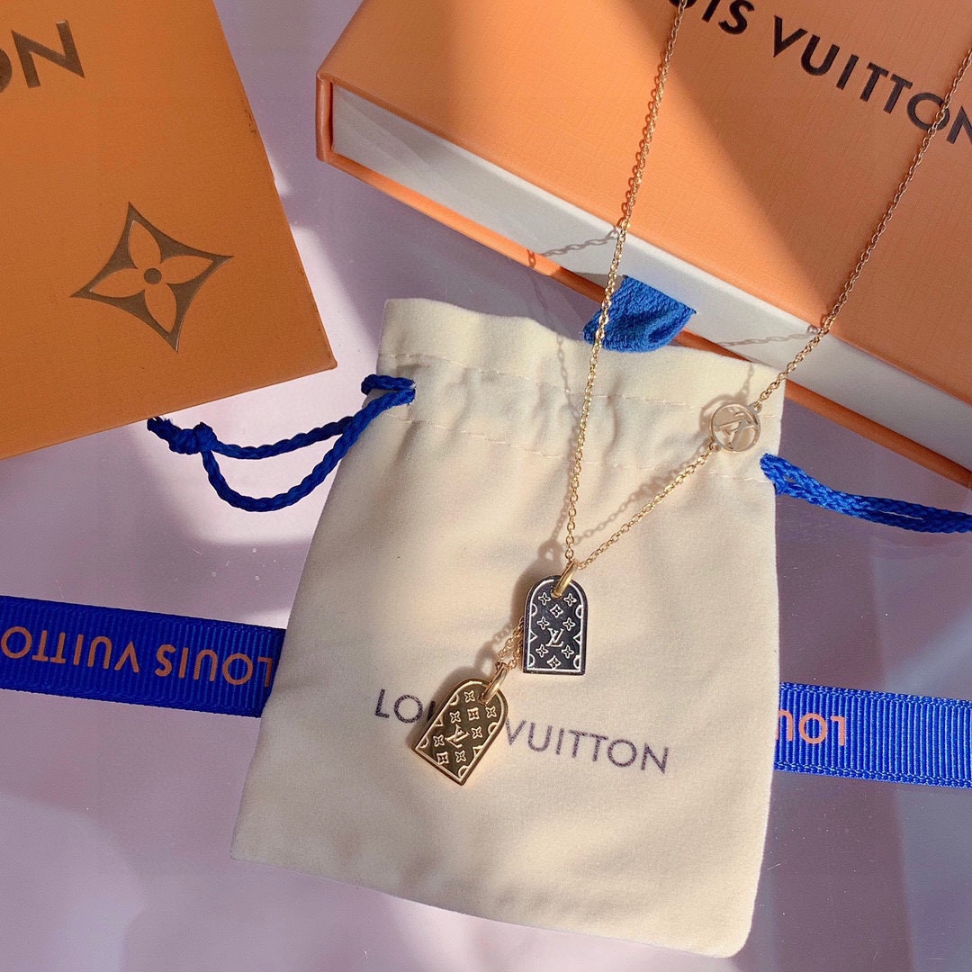 Louis Vuitton Gold and Silver Tags Pendant Necklace - Original Replica Club