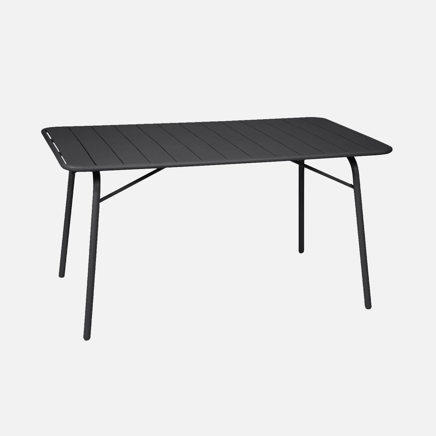Amelia + Liva - Mesa de jardín plegable de metal con 6 sillas