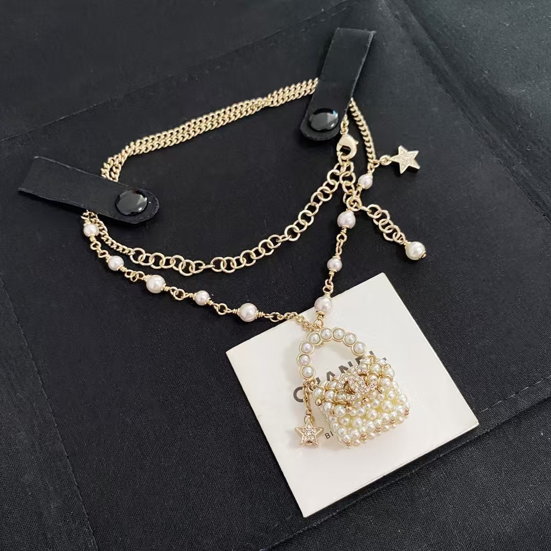 Chanel Pearl Bag Pendant Necklace - Original Replica Club