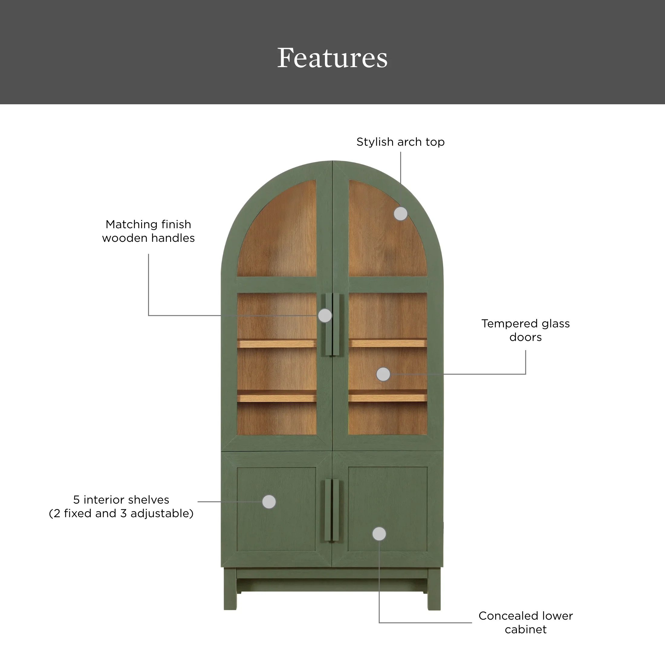 Better Homes & Gardens Juliet Kitchen Rounded Arch Cabinet, Rich Black