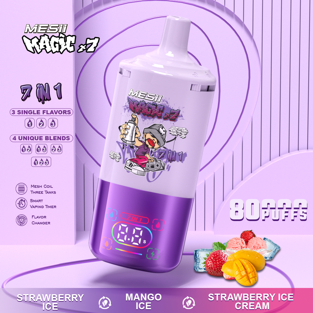（10 pack）Mesii Magic X7 80000 Puffs 7-in-1 Disposable Vape 10