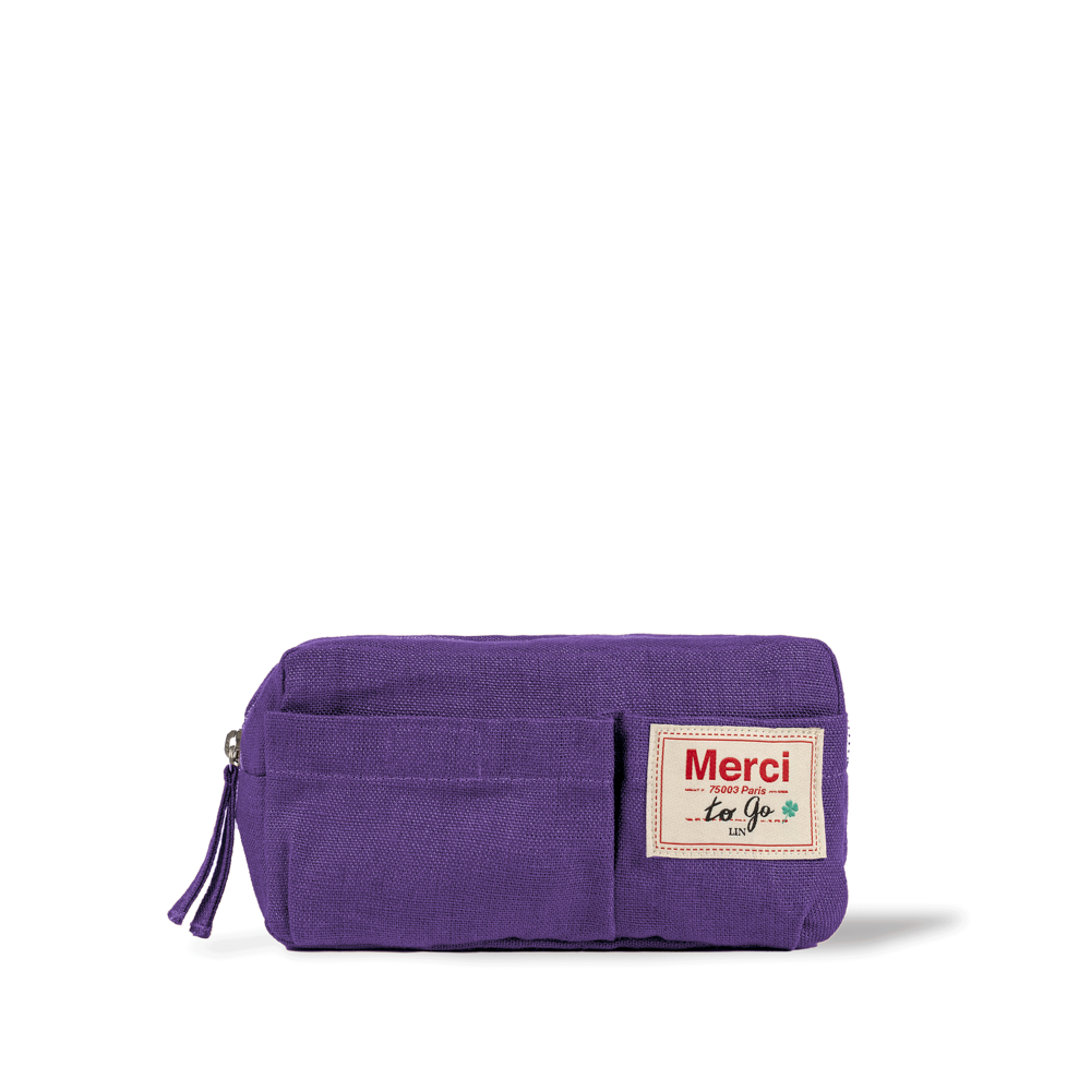 Merci - Trousse en lin lavé - Violet Orage