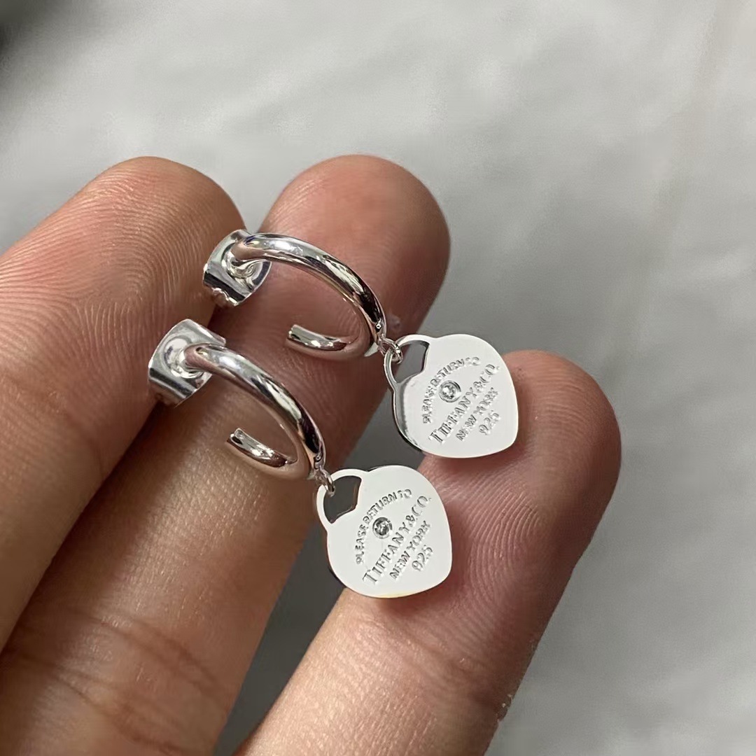 Tiffany Heart Drop Hoop Earrings - Original Replica Club