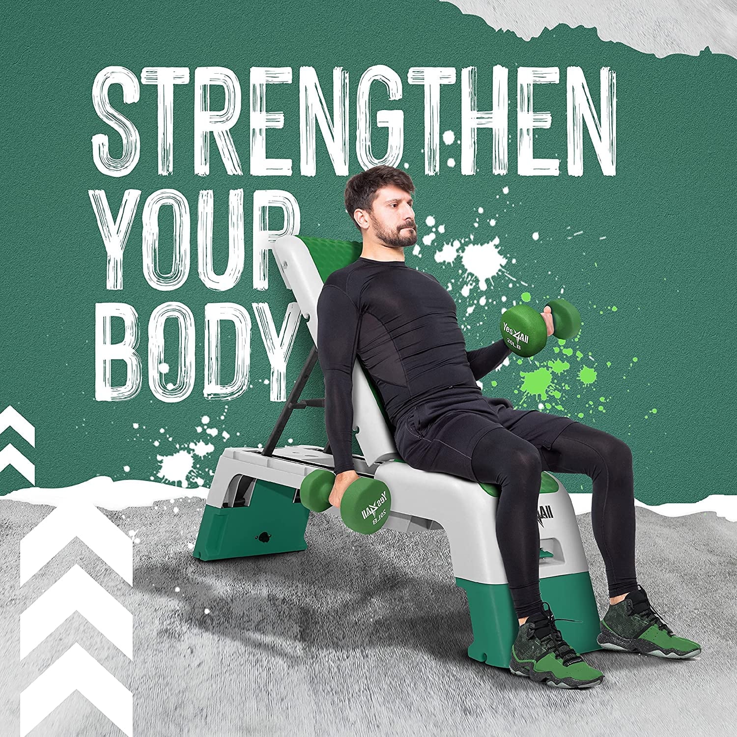Yes4All Multifunctional Fitness Aerobic Step Platform and Aerobic Deck, Green and White - Image 6