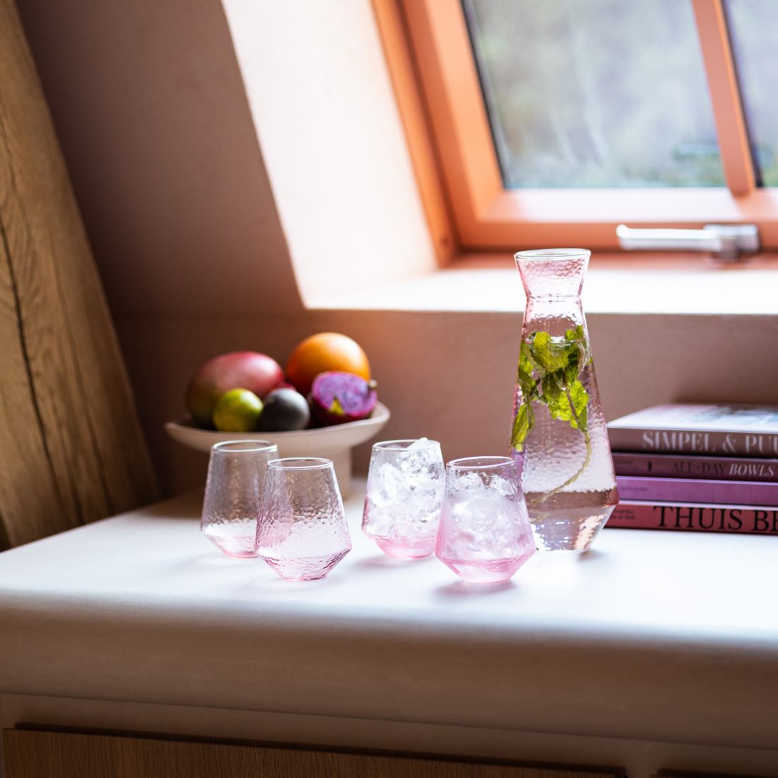 Waterglas Claude   Set van 4   Wijnglas   400ML   roze