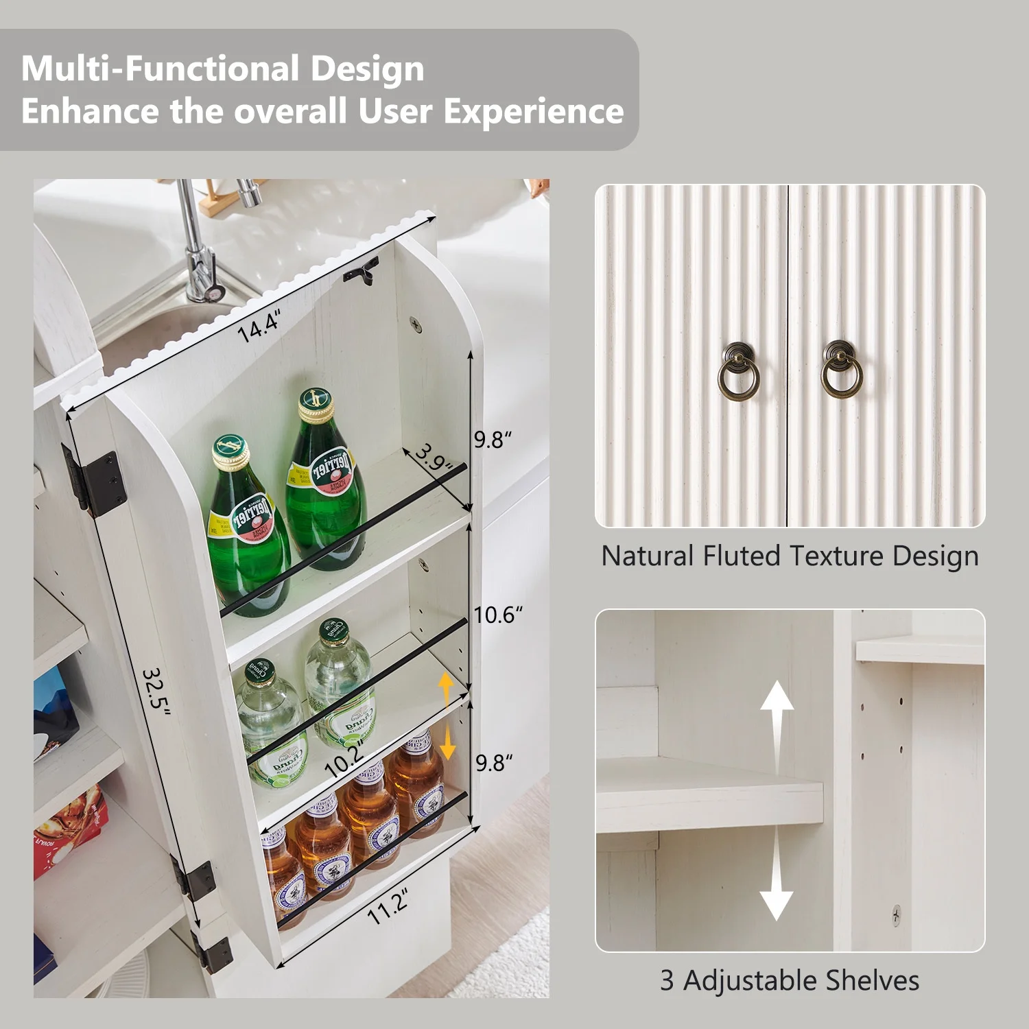 IFGET 71" Tall Arched Kitchen Pantry Storage Cabinet, Large Storage Cabinet with Adjustable Shelves, Pantry Cabinet for Kitchen, Dining Room - Image 26