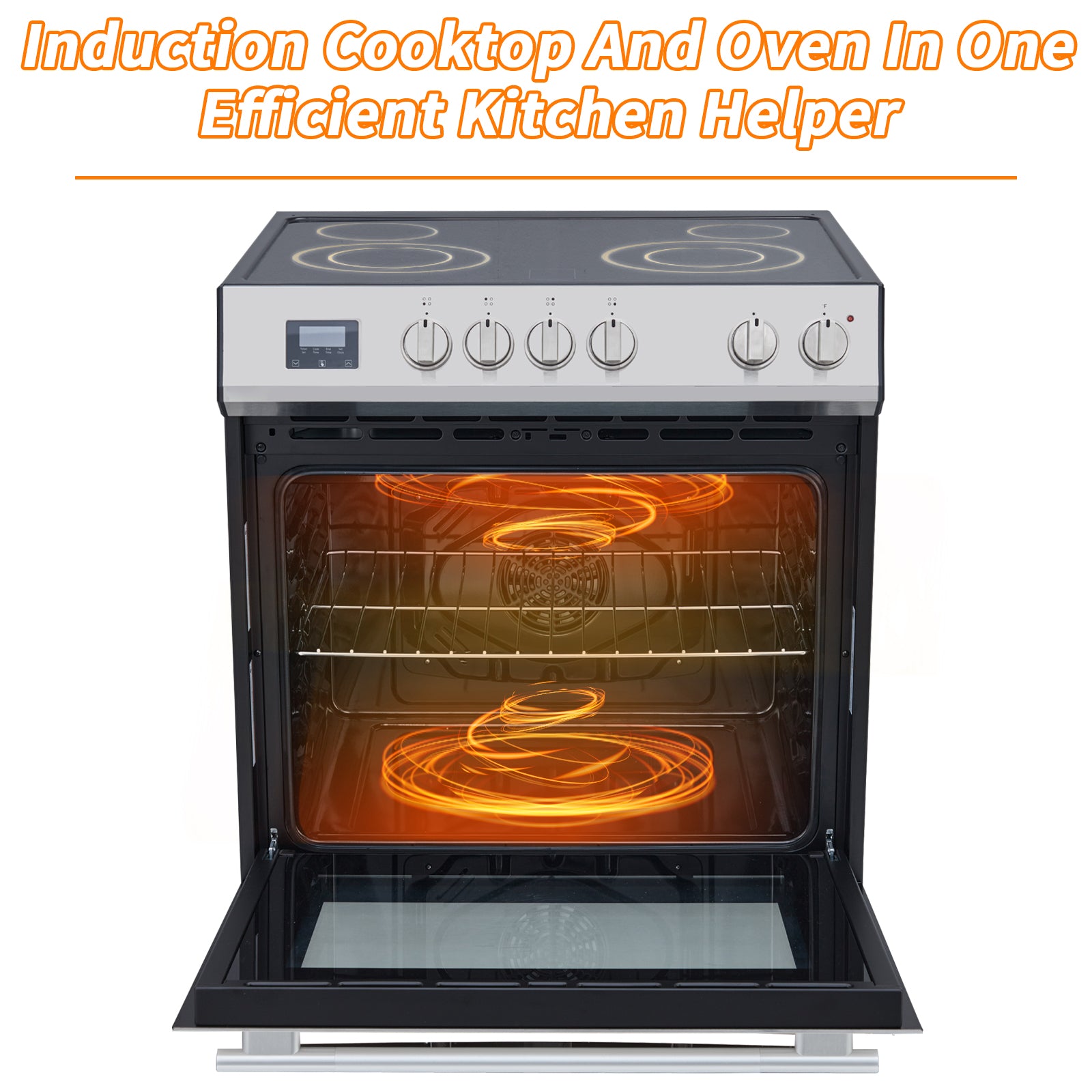 Front Control Electric Range Oven with 5 Cooktop Elements with 6 Cooking Power Options, Freestanding Oven, 5.0 cu. ft. Capacity Stainless Steel