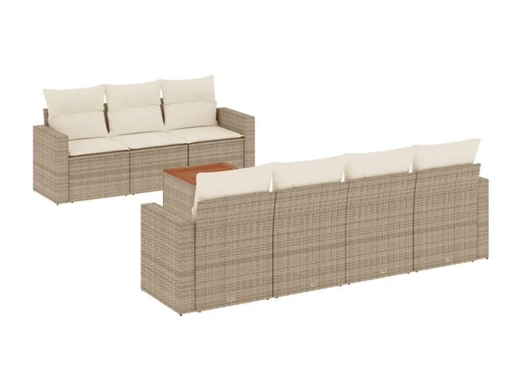 Juego de sofás de jardín con cojines beige 8 piezas ratán PE uugv58318