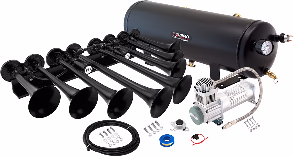 Vixen Horns OCTOPOD Train Horn Kit for Trucks/Car/Semi. Complete Onboard System- 200psi Air Compressor, 3 Gallon Tank, 8 Trumpets. Super Loud dB. Fits Vehicles like Pickup/Jeep/RV 12v VXO8330/8124XC - Image 5