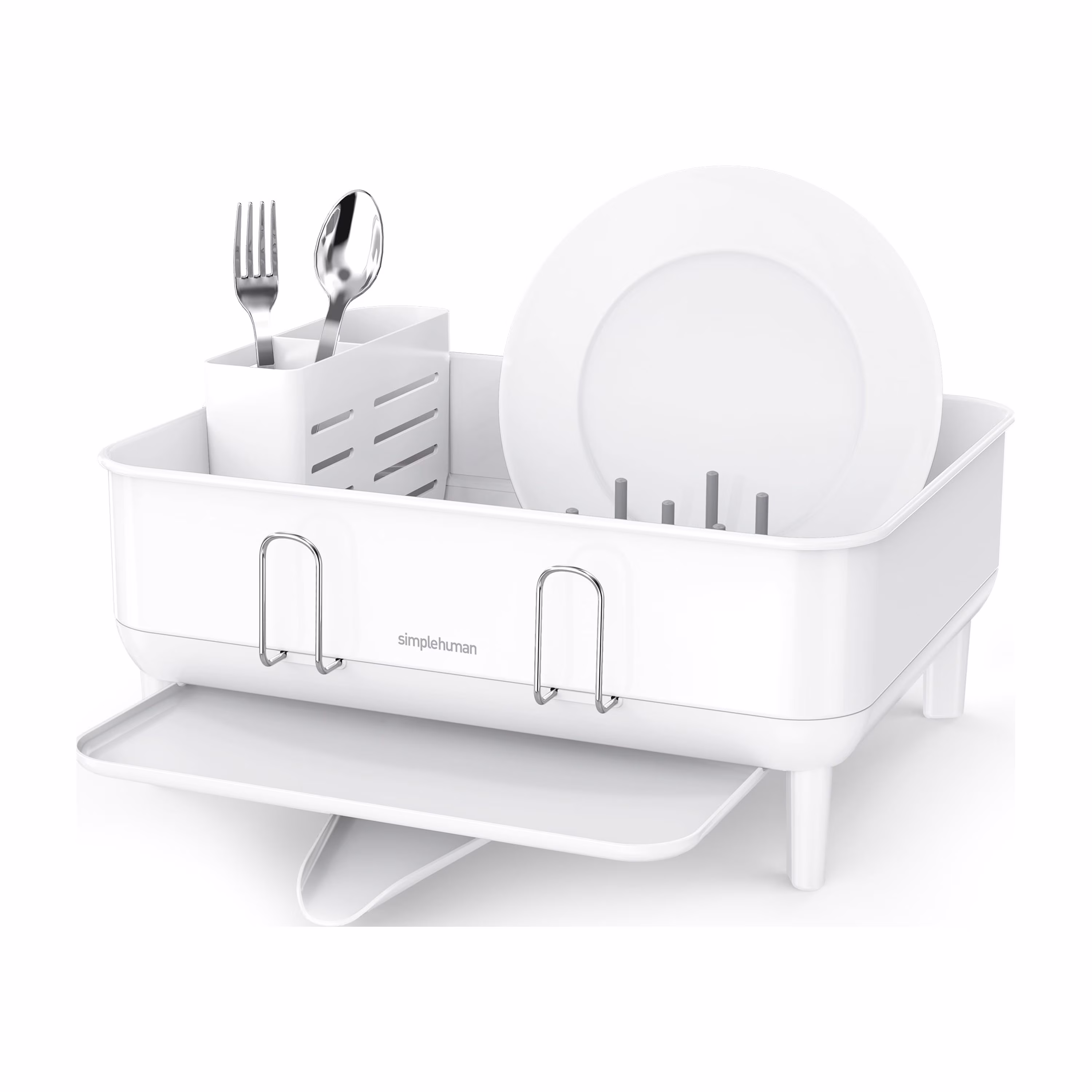 simplehuman Kitchen Dish Drying Rack, Fingerprint-Proof Stainless Steel Frame, Grey Plastic - Image 4