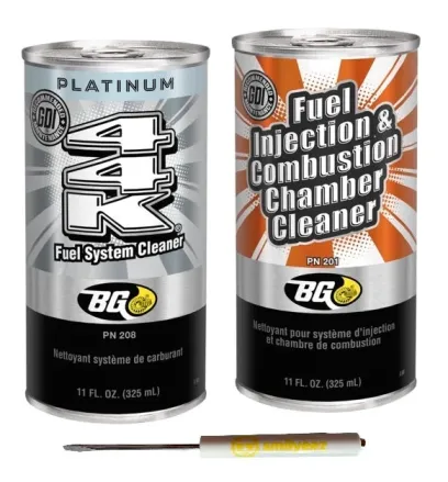 BG K1003 Fuel Injection & Combustion Chamber Cleaner PN 201 & BG Platinum 44K Fuel System Cleaner PN 208 With Pocket Screwdriver