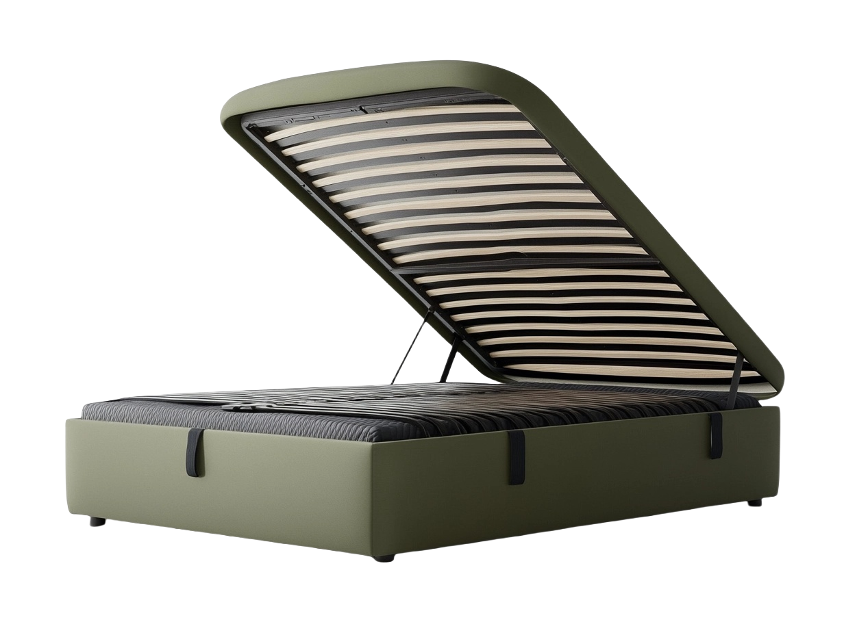 Cama abatible verde de 180x200cm para dormitorio moderno con estructura de almacenamiento elegante nv5474436