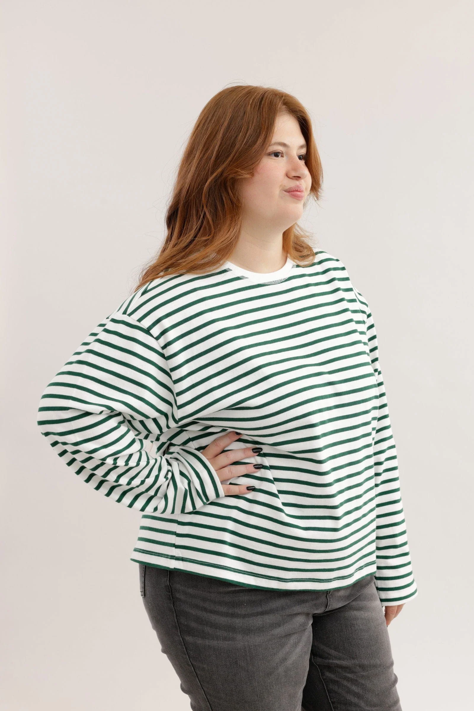 חולצת פסים ארוכה | PLUS SIZE