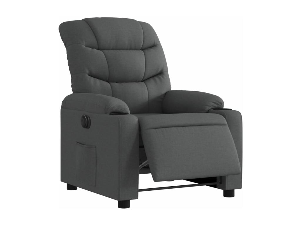 Sillón reclinable eléctrico de tela gris oscuro