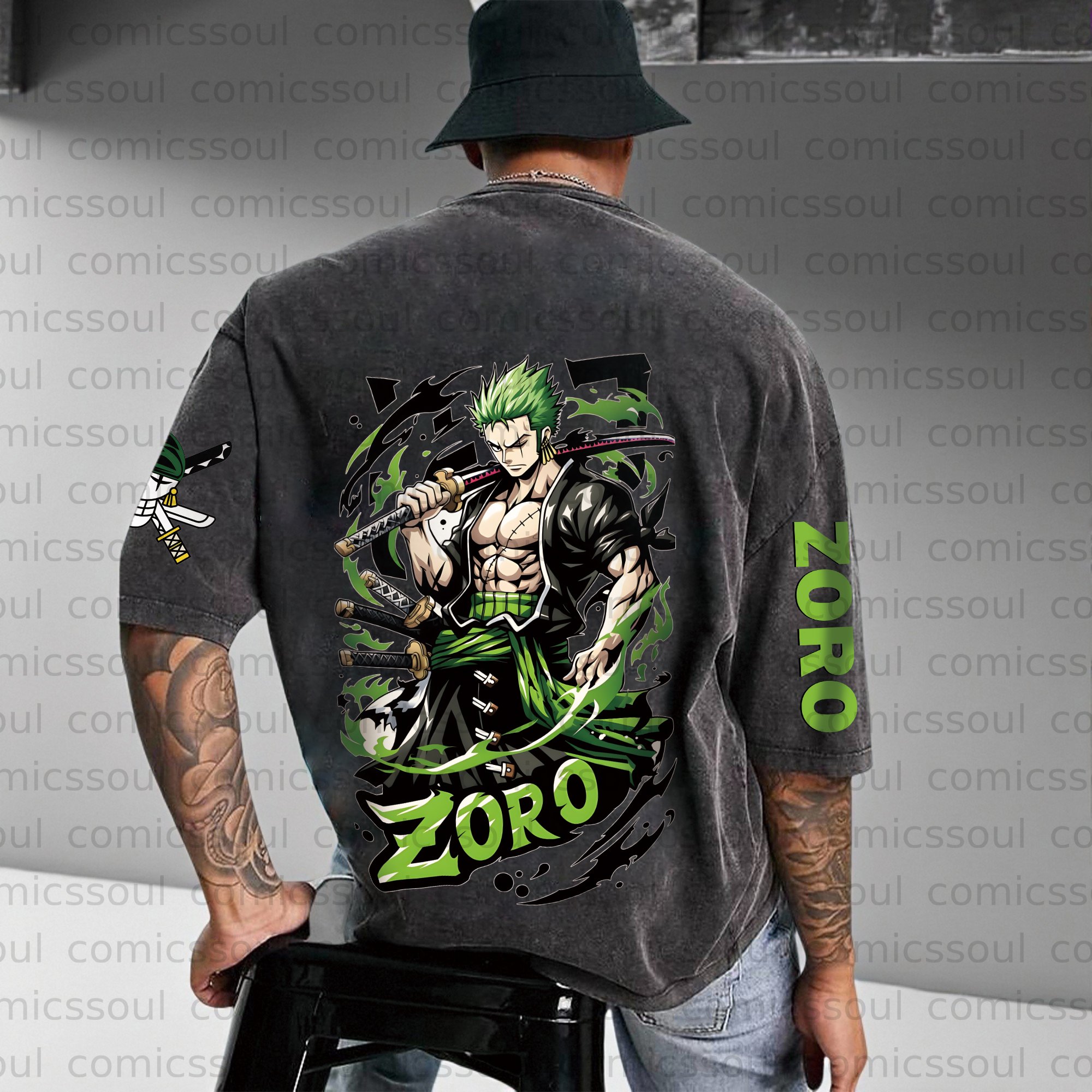 Unisex Anime Inspired Vintage Washed T-Shirt