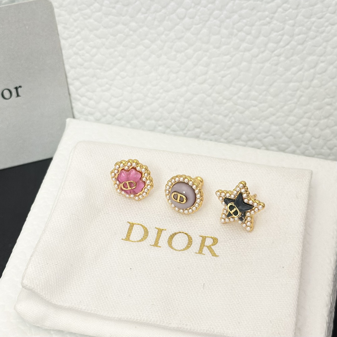 Dior Three Pieces Enamel Stud Earrings - Original Replica Club