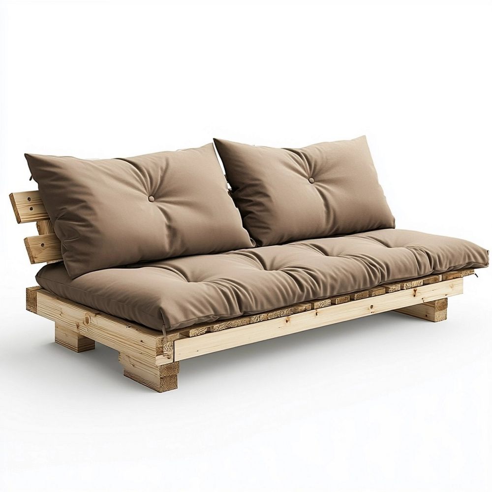 Sofá Palé Madera Terraza Jardín 200x80x80 Cojines Algodón