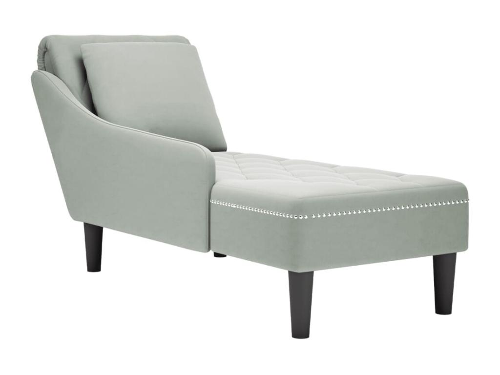 Sillón Cozetiq y cojín y reposabrazos derecho terciopelo gris claro