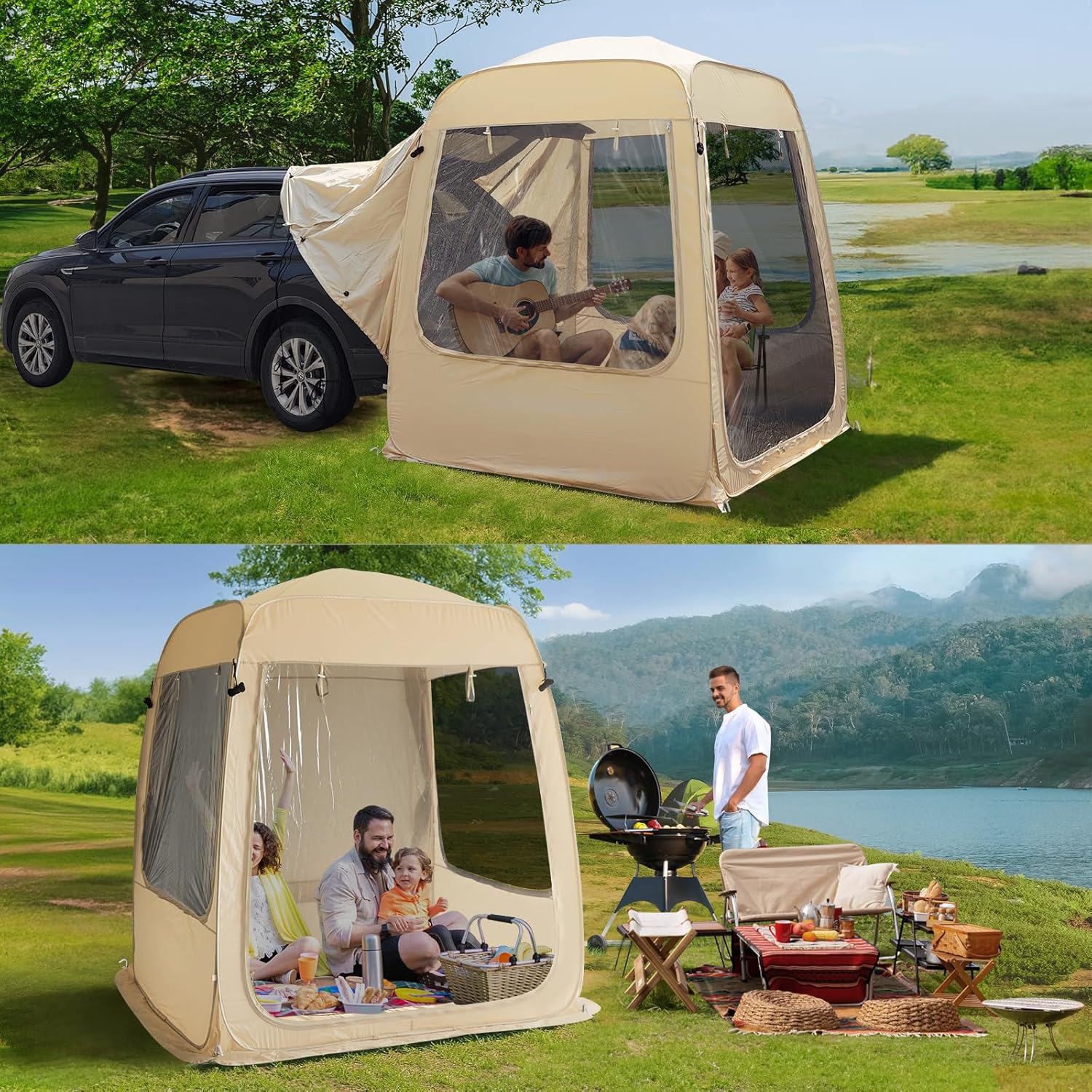 Screen gazebo sleeps 6-10-15 people Igloo-style canopy tent mosquito net on the sides Perfect