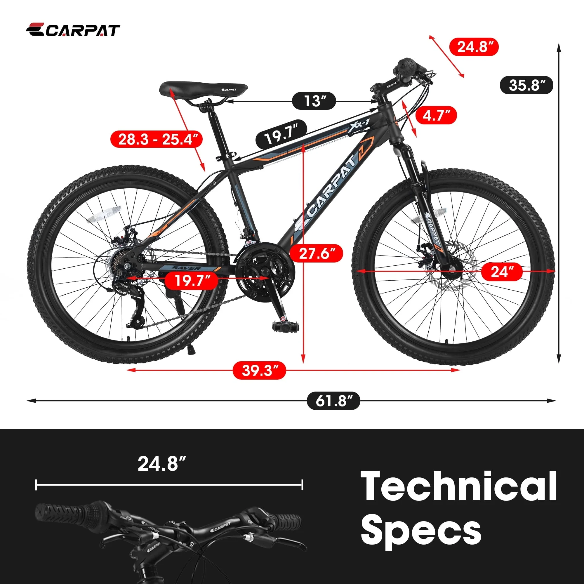 24 inch Kids Bike for Boys Girls, Kids Mountain Bike with Disc Brakes 21 Speed - Image 2