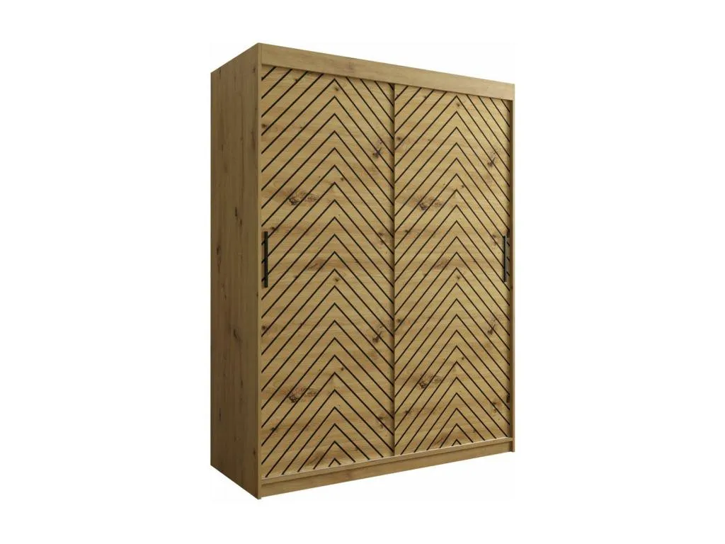 Armario Lluesmahome modelo 310 en Lluesmahome Artisan y negro, dimensiones 200x150x62cm, con puertas correderas  YM3967421