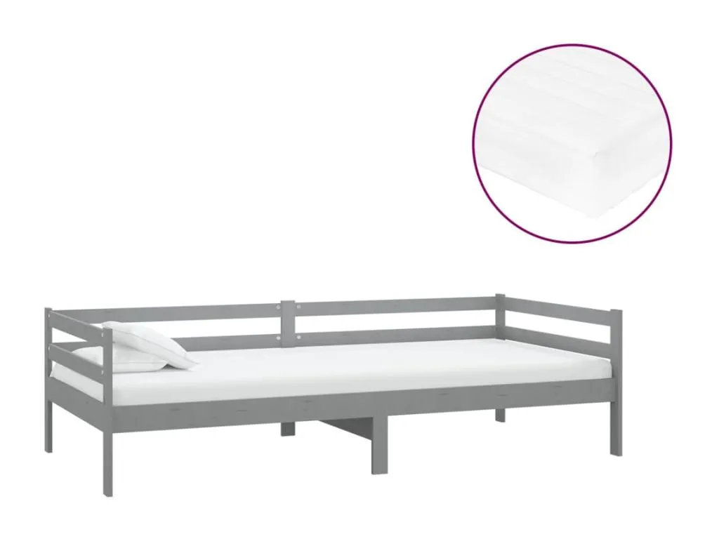 Sofá cama con colchón Decounico maciza gris 90x200 cm