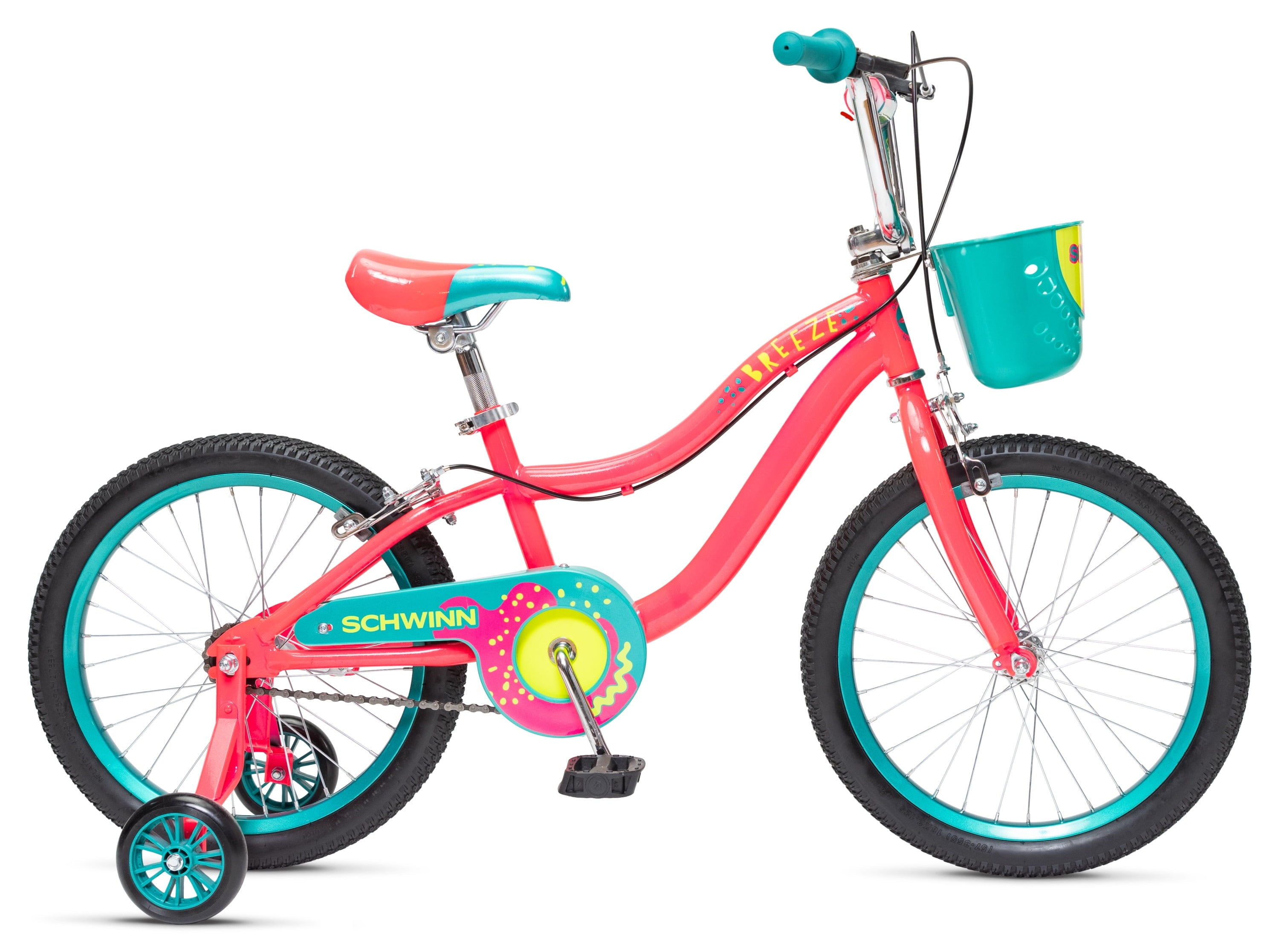 18-in. Breeze Girls Kids Bike with Basket. Pink