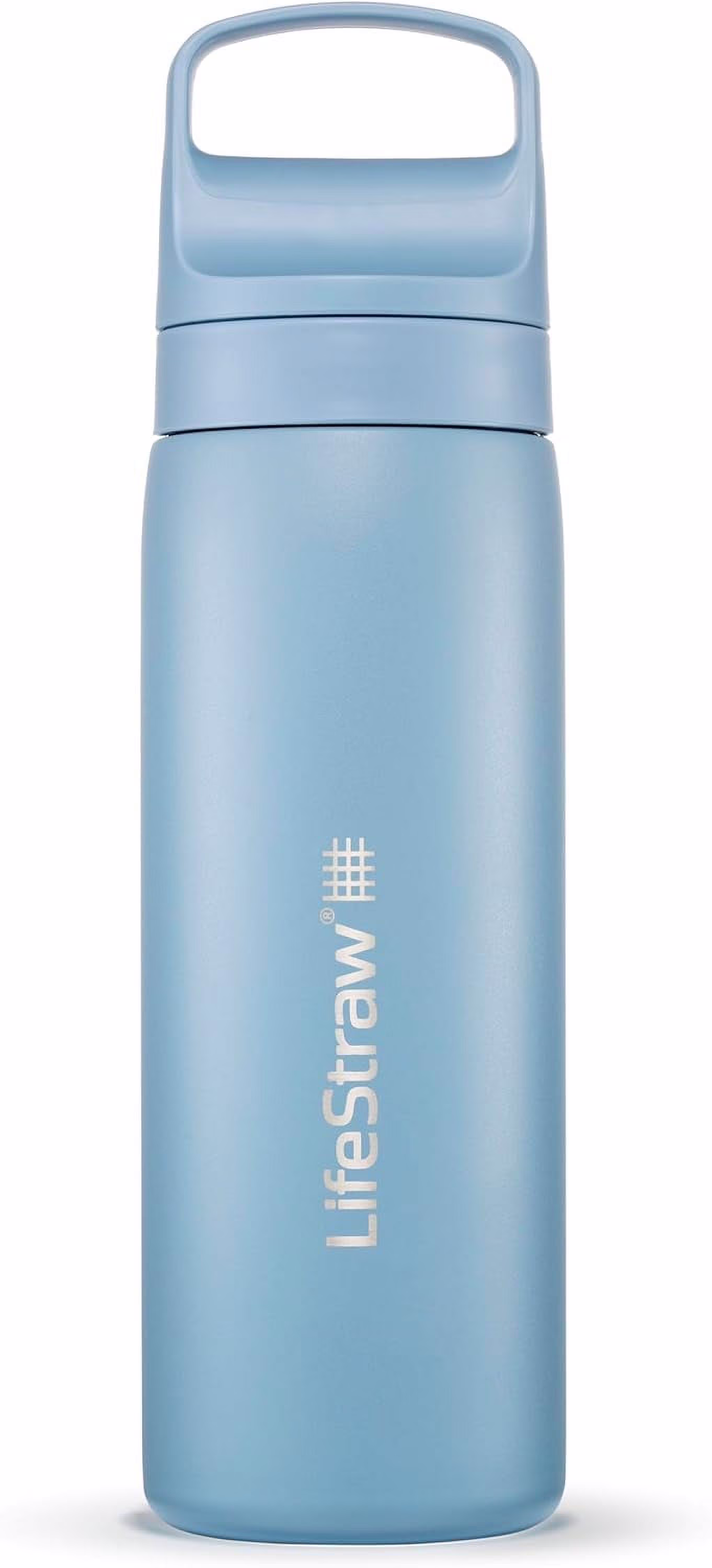 Lifestraw Go Series Insulated Stainless Steel Water Filter Bottle for Travel and Everyday Use, 1 L Icelandic Blue