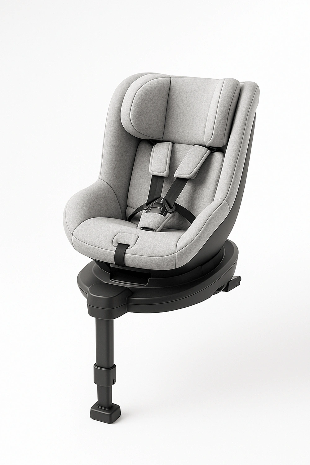 Silla de coche giratoria 360 grados con respaldo ajustable en 3 posiciones y reposacabezas fijo, hasta 22 kg, con protección lateral y arnés de 5 puntos, categoría Asientos de coche, color gris claro, apta para 0 a 12 años