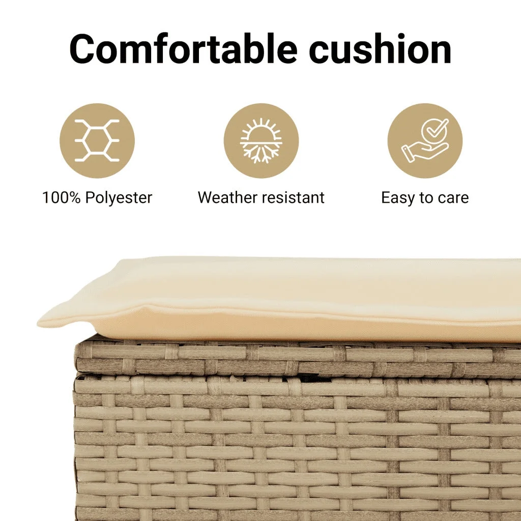 vidaXL Powder Coated Steel Removable Canopy and Cushions Double Sun Lounger, Beige - Image 32